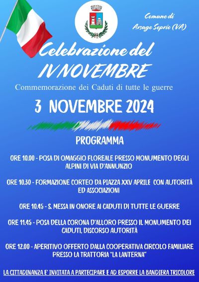 IV NOVEMBRE - DOMENICA 3 NOVEMBRE